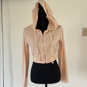 Peach Lightweight Cropped Long sleeve Hoodie Sweater